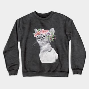 Cat in Flower Wreath Crewneck Sweatshirt